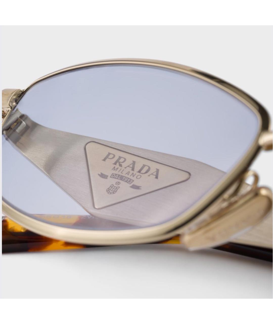 PRADA Золотые металлические солнцезащитные очки, фото 4