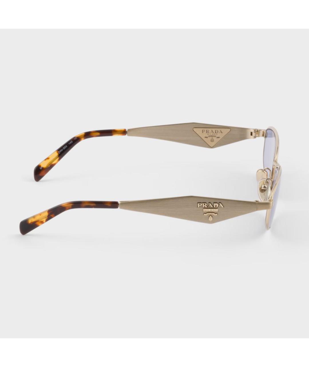PRADA Золотые металлические солнцезащитные очки, фото 3