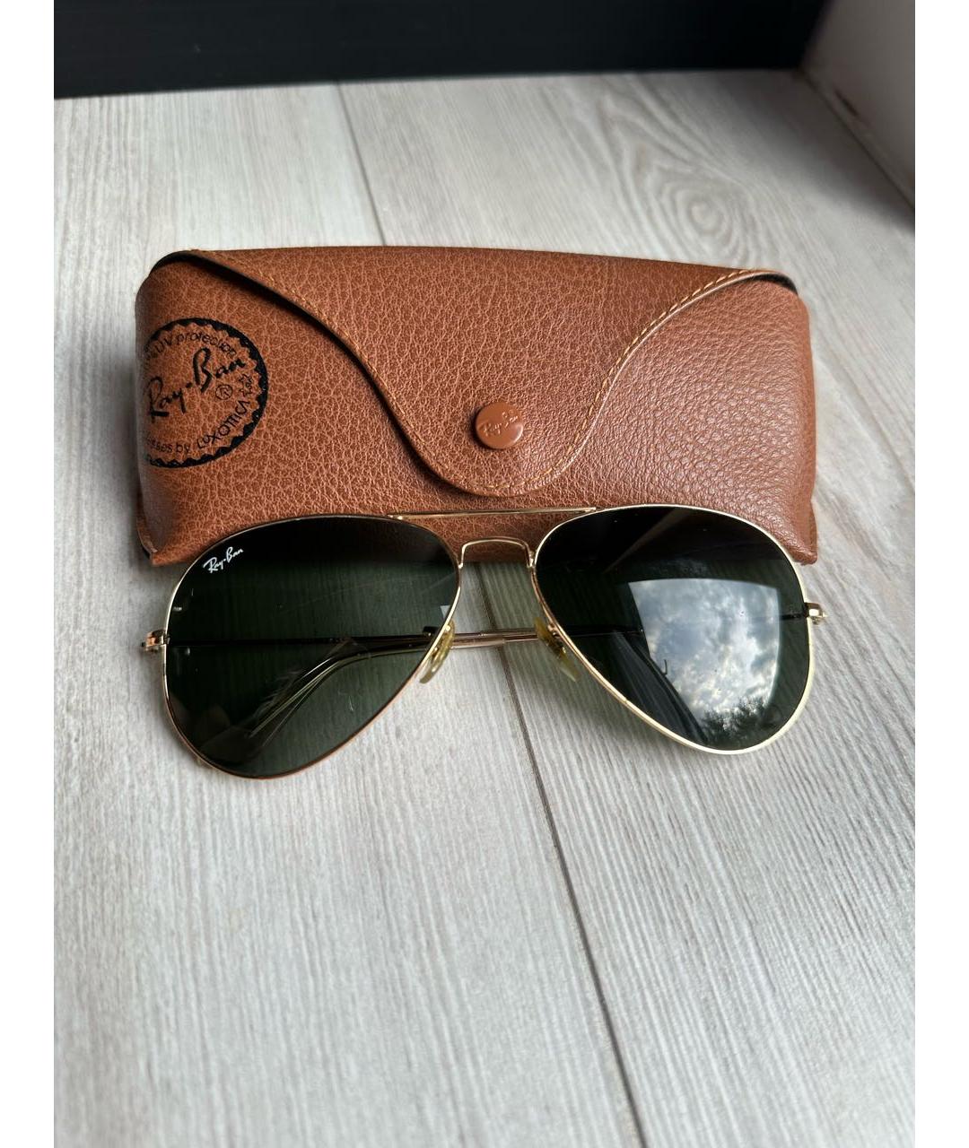 RAY BAN Золотые металлические солнцезащитные очки, фото 5