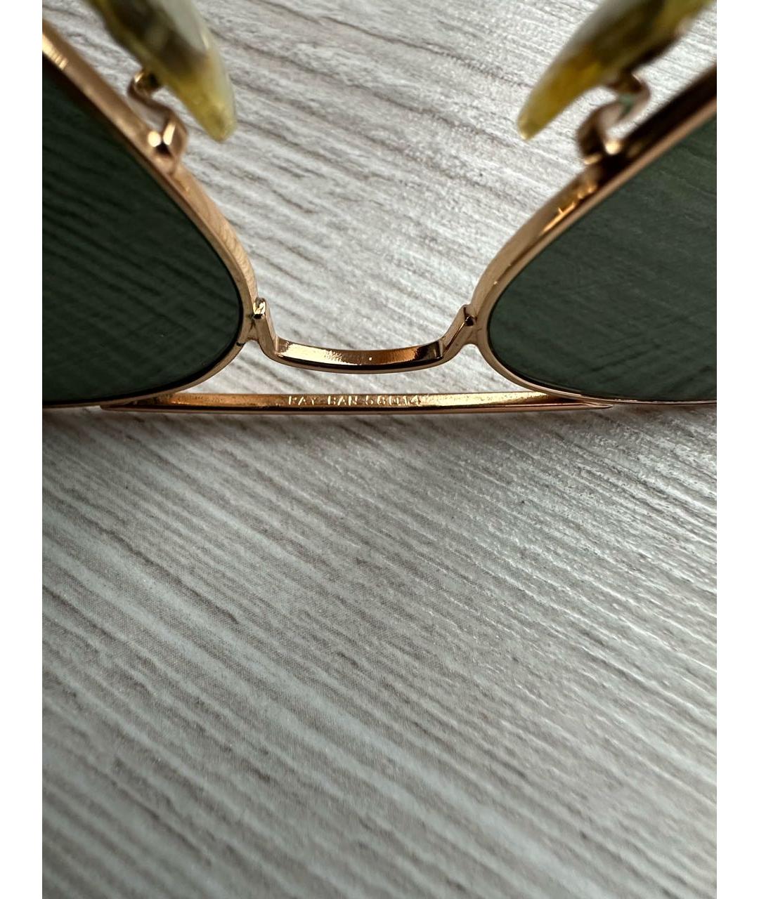 RAY BAN Золотые металлические солнцезащитные очки, фото 2