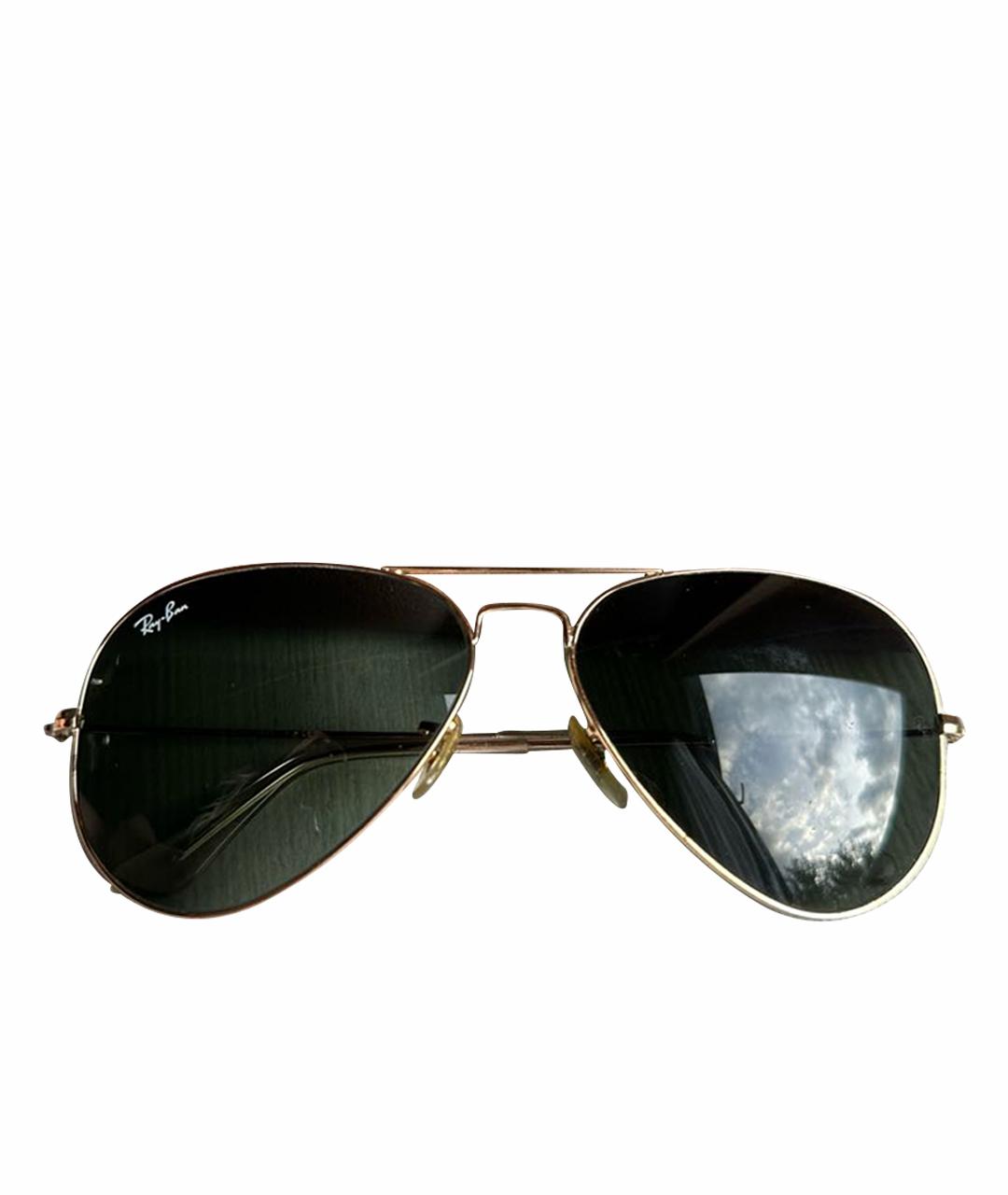 RAY BAN Золотые металлические солнцезащитные очки, фото 1