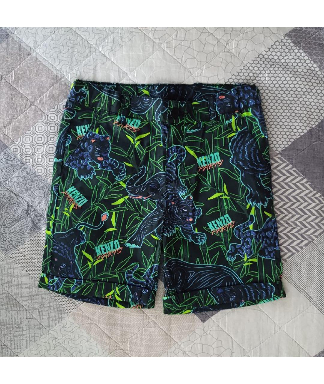 KENZO Зеленые хлопковые детские шорты, фото 4