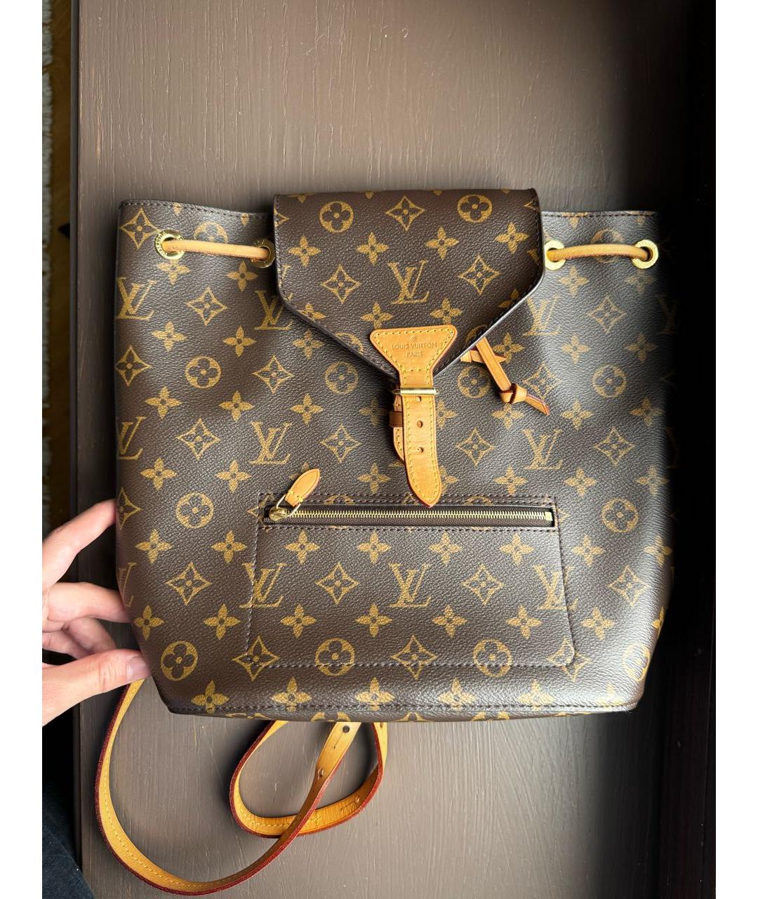 LOUIS VUITTON Коричневый кожаный рюкзак, фото 6