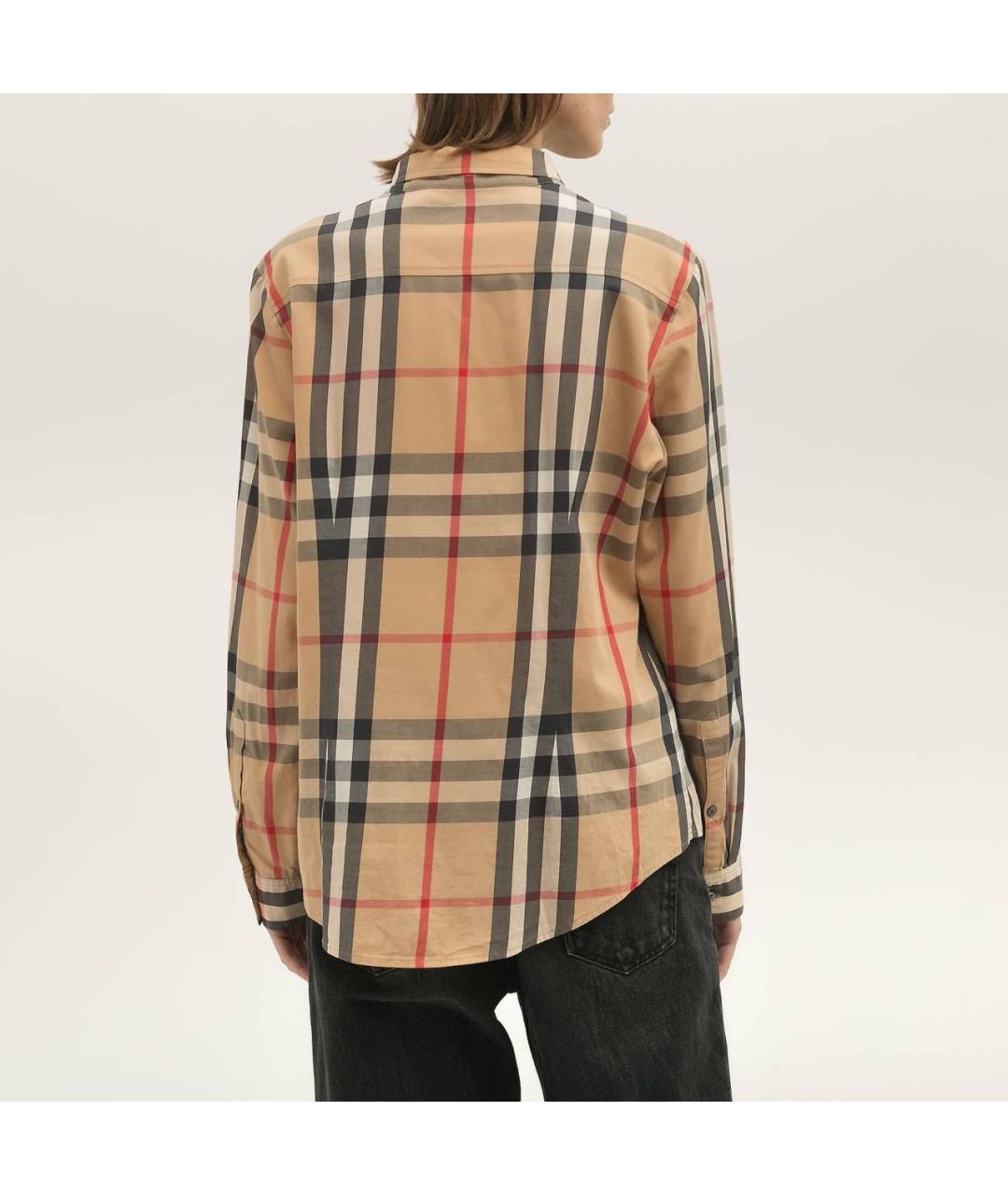 BURBERRY Коричневая хлопко-эластановая рубашка, фото 4
