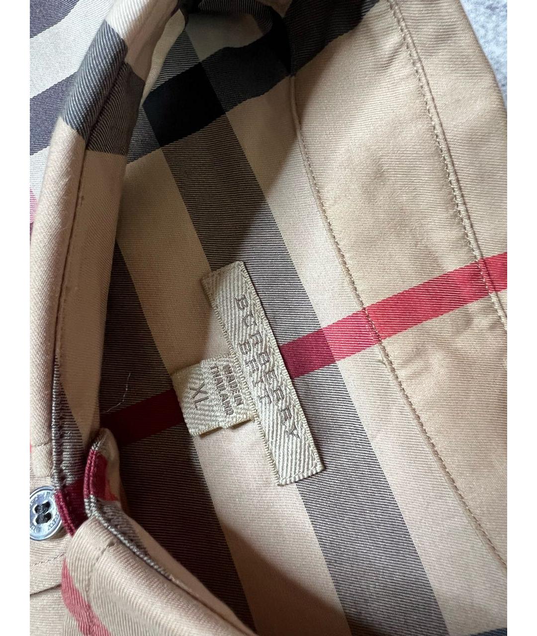 BURBERRY Коричневая хлопко-эластановая рубашка, фото 8