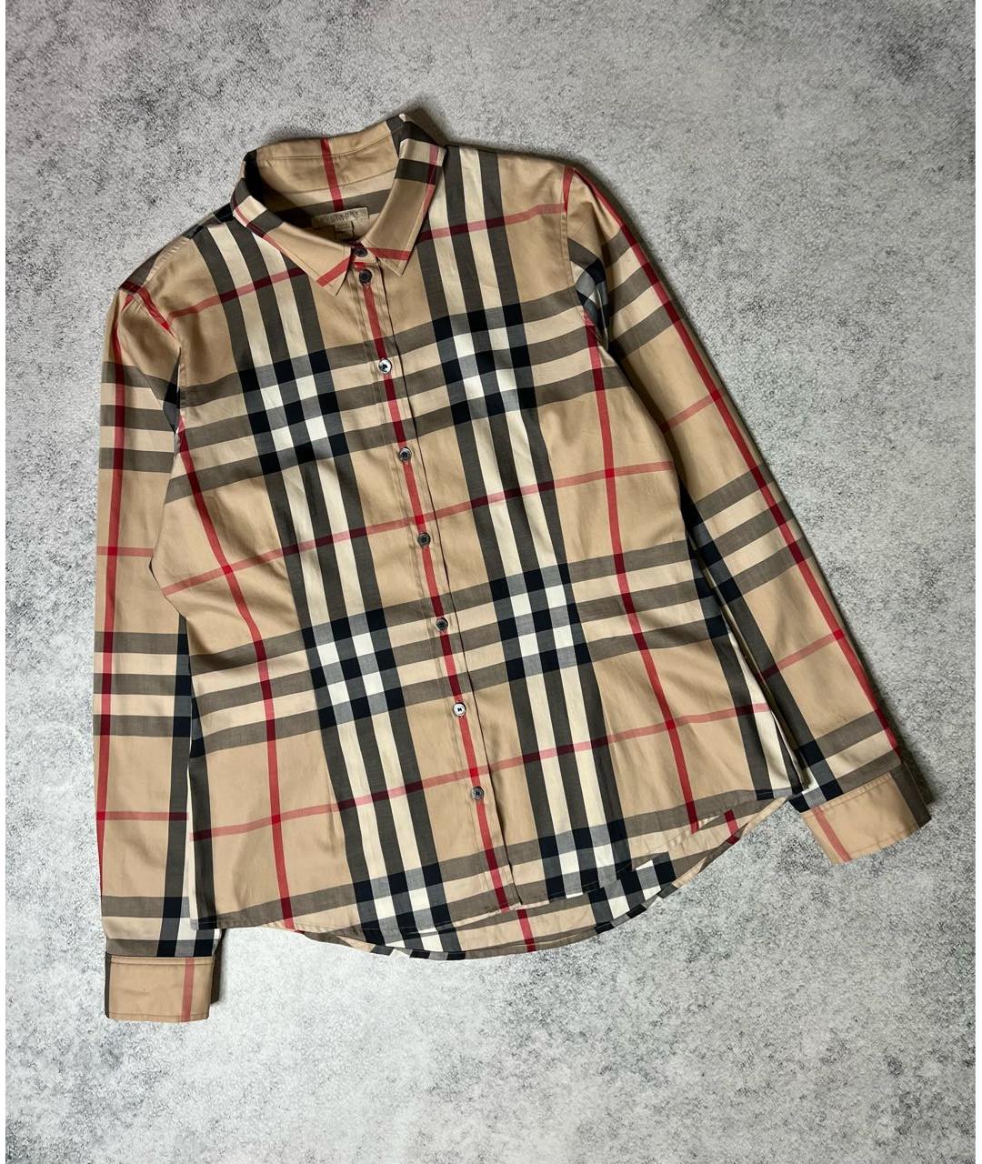 BURBERRY Коричневая хлопко-эластановая рубашка, фото 9
