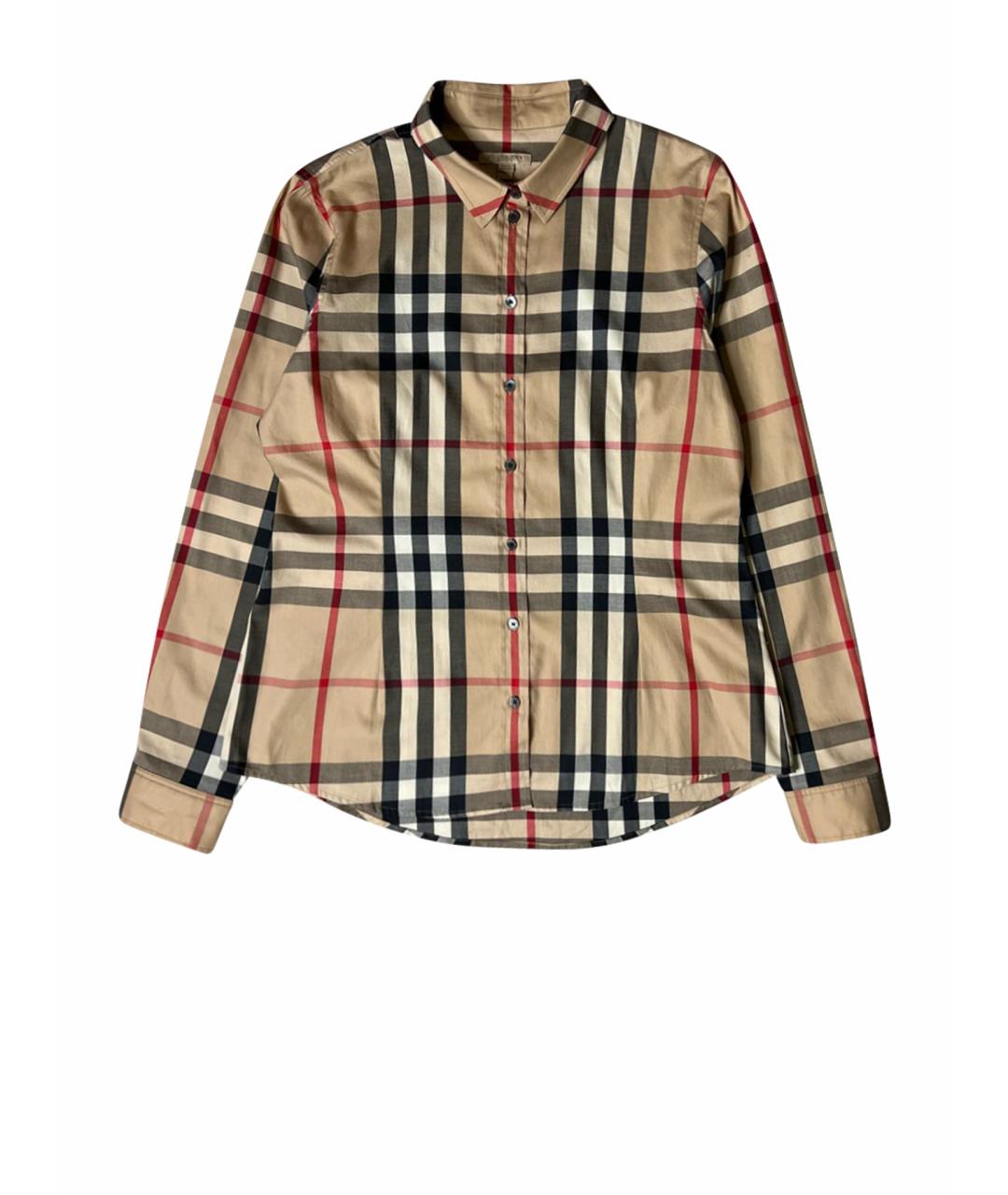 BURBERRY Коричневая хлопко-эластановая рубашка, фото 1