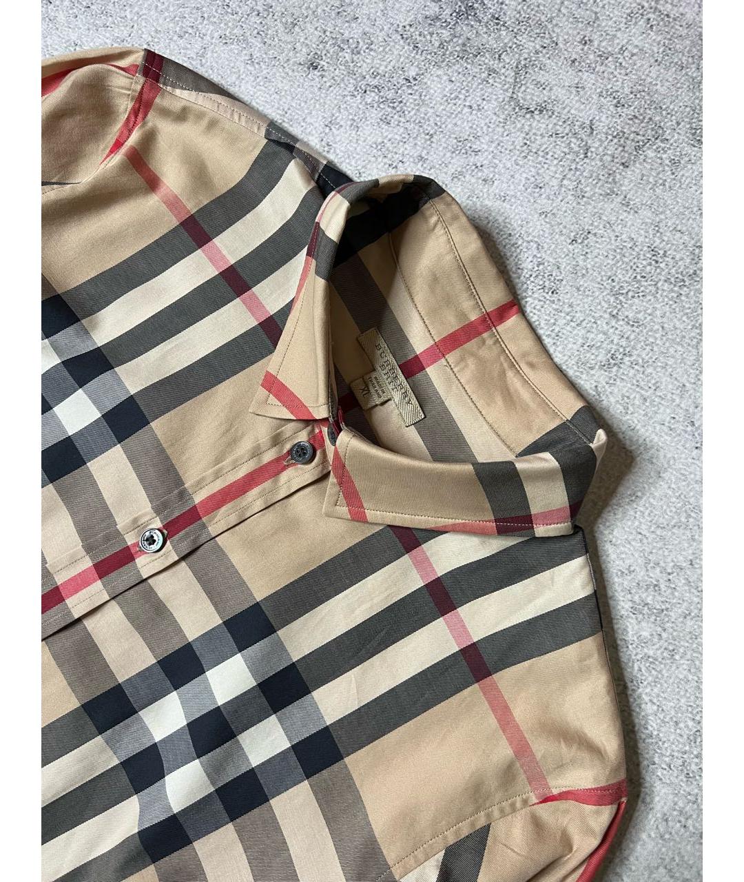 BURBERRY Коричневая хлопко-эластановая рубашка, фото 6