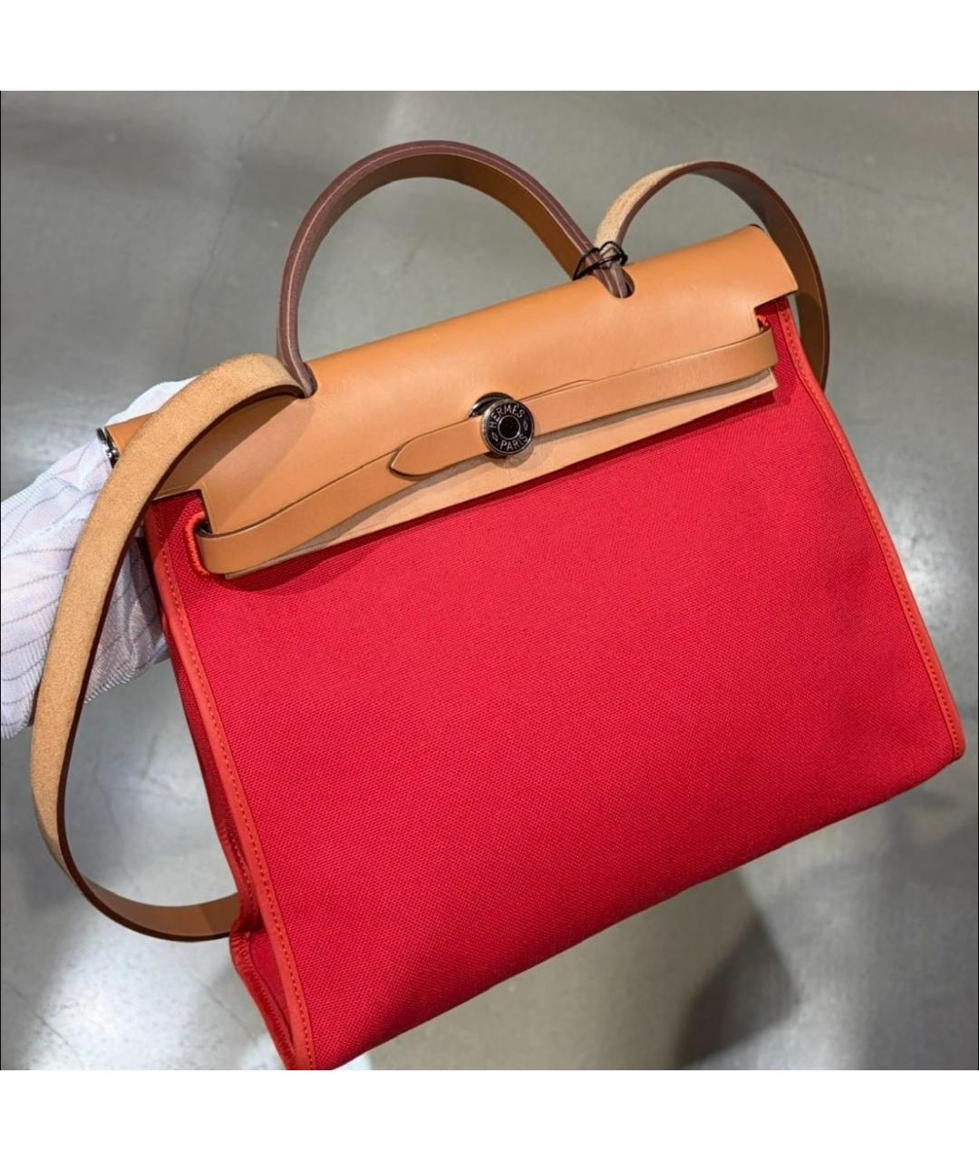 HERMES Красная тканевая сумка через плечо, фото 4