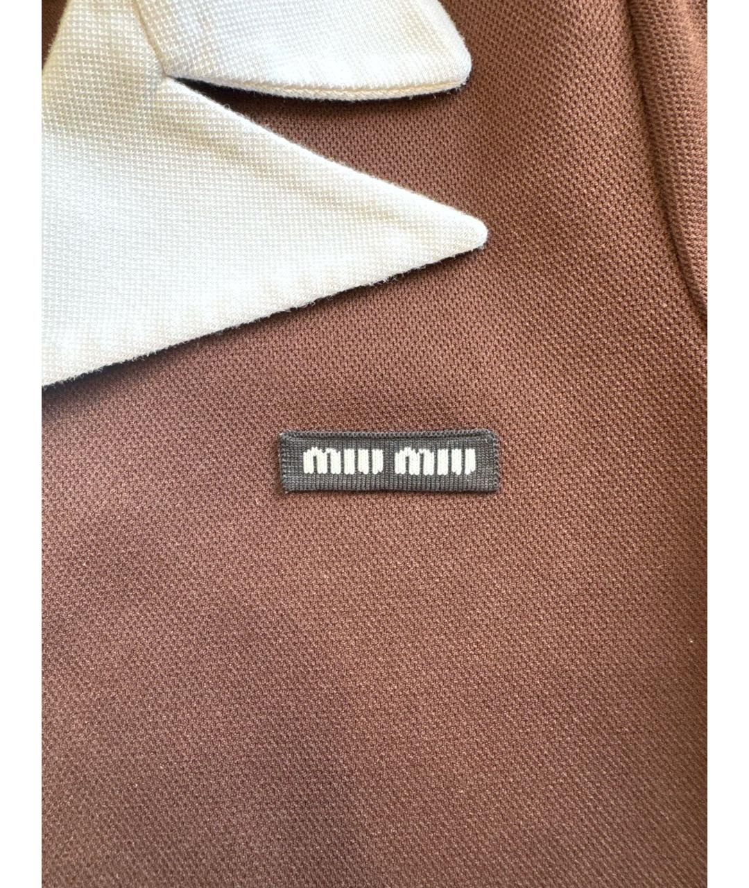 MIU MIU Коричневая хлопковая футболка, фото 7