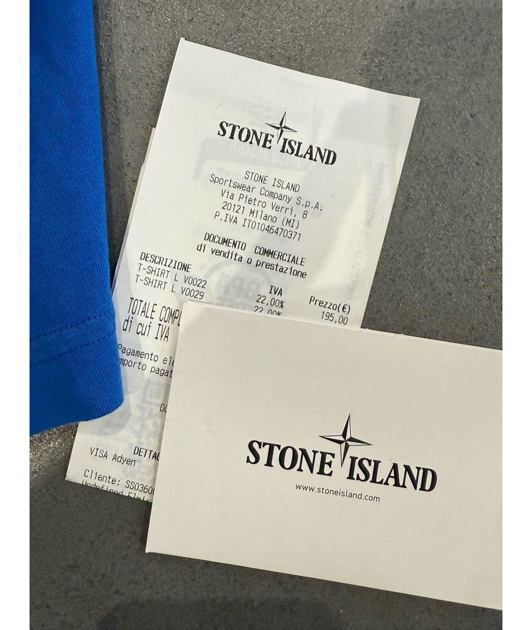 STONE ISLAND Синяя хлопковая футболка, фото 8