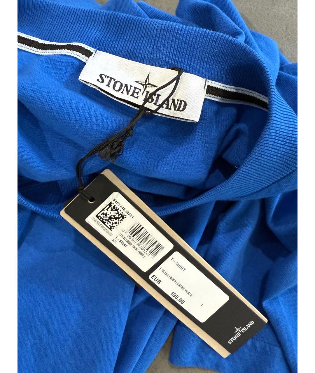 STONE ISLAND Синяя хлопковая футболка, фото 4