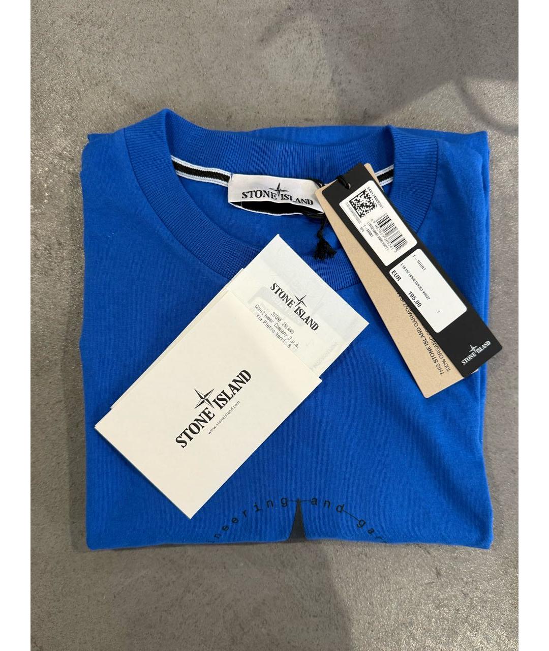 STONE ISLAND Синяя хлопковая футболка, фото 5