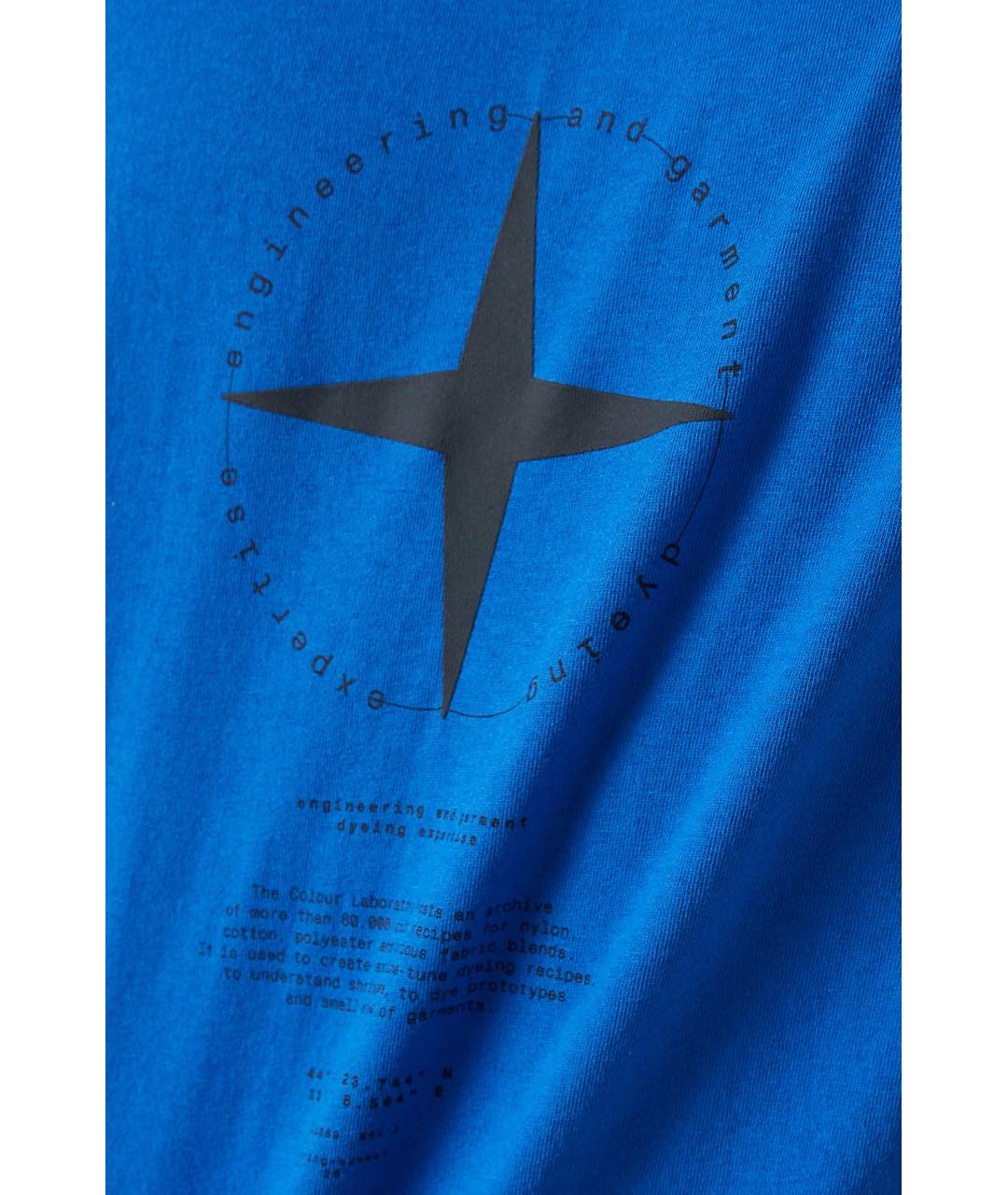 STONE ISLAND Синяя хлопковая футболка, фото 3