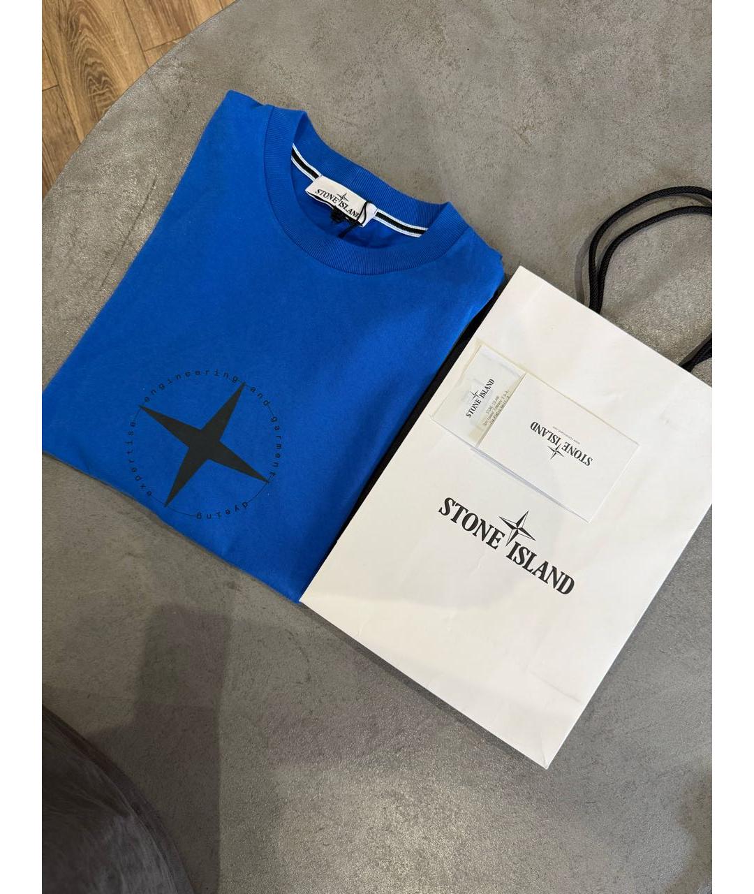 STONE ISLAND Синяя хлопковая футболка, фото 6