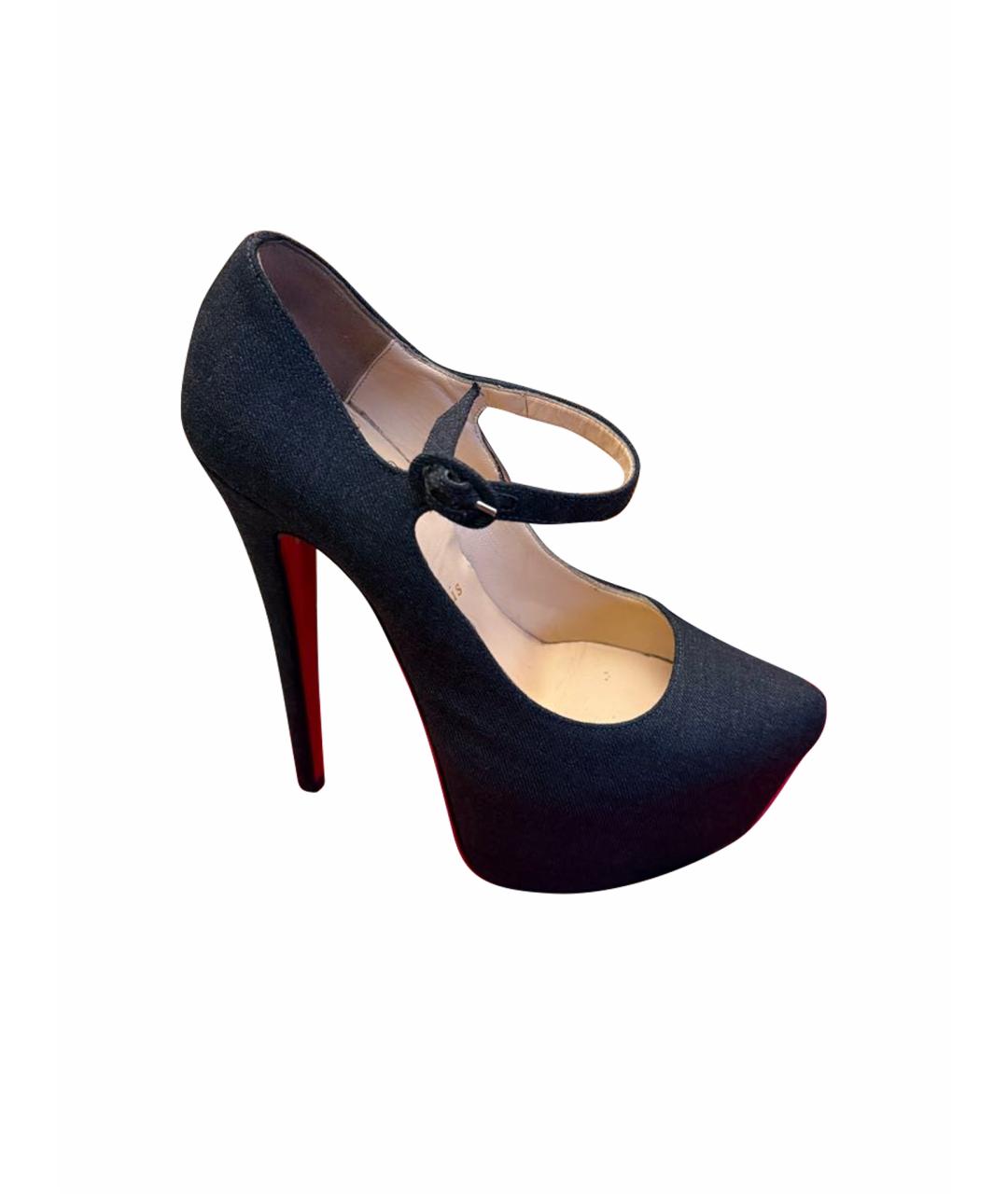 CHRISTIAN LOUBOUTIN Антрацитовые текстильные туфли, фото 1