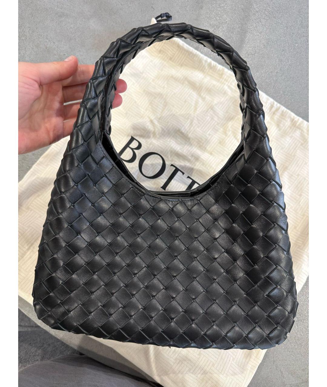 BOTTEGA VENETA Черная кожаная сумка с короткими ручками, фото 8