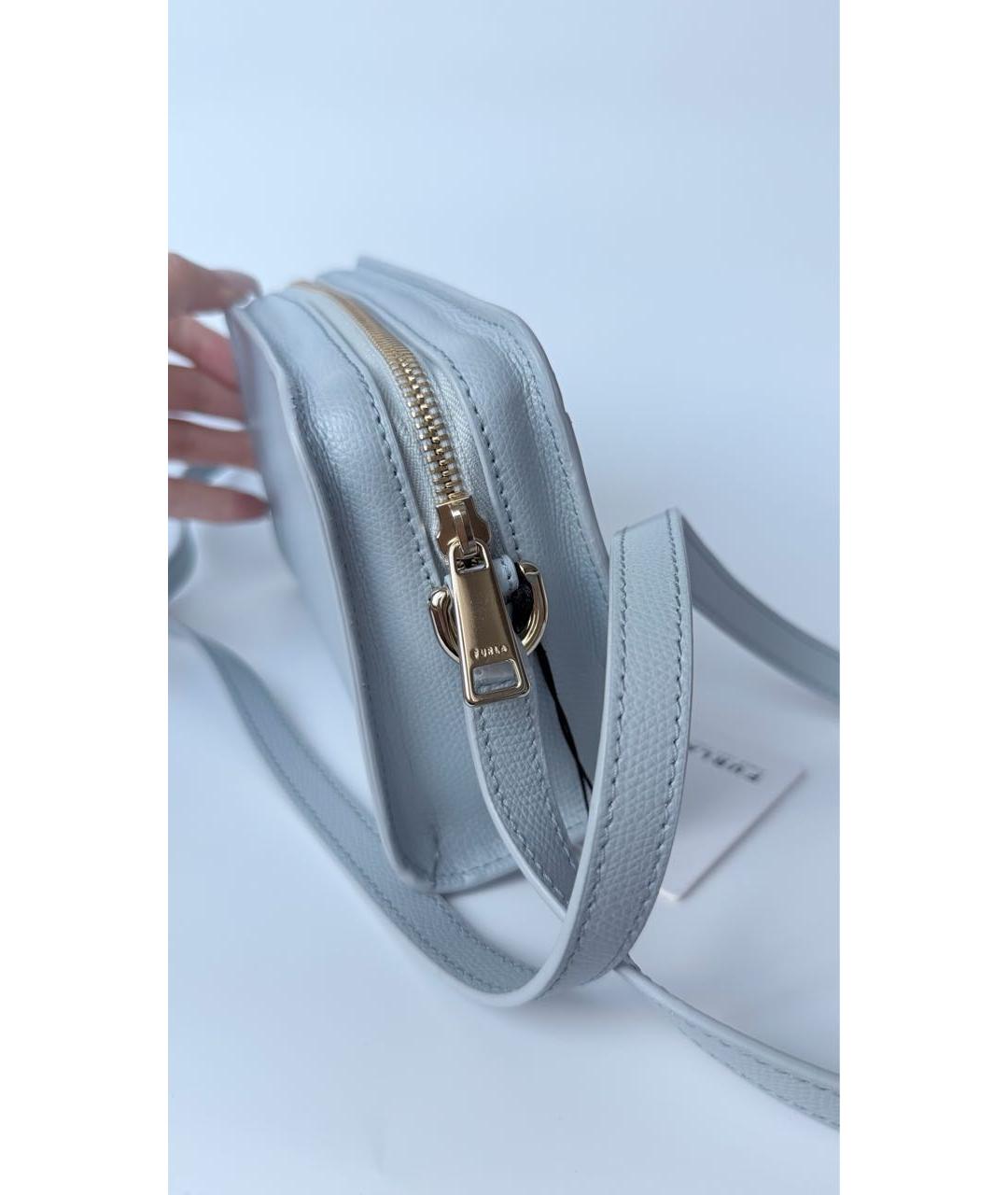 FURLA Голубая сумка через плечо из лакированной кожи, фото 4