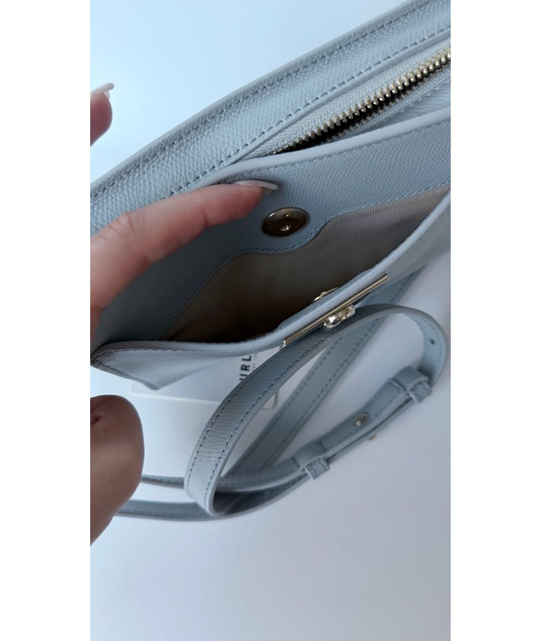 FURLA Голубая сумка через плечо из лакированной кожи, фото 6