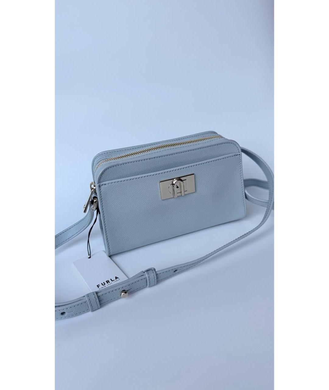 FURLA Голубая сумка через плечо из лакированной кожи, фото 8