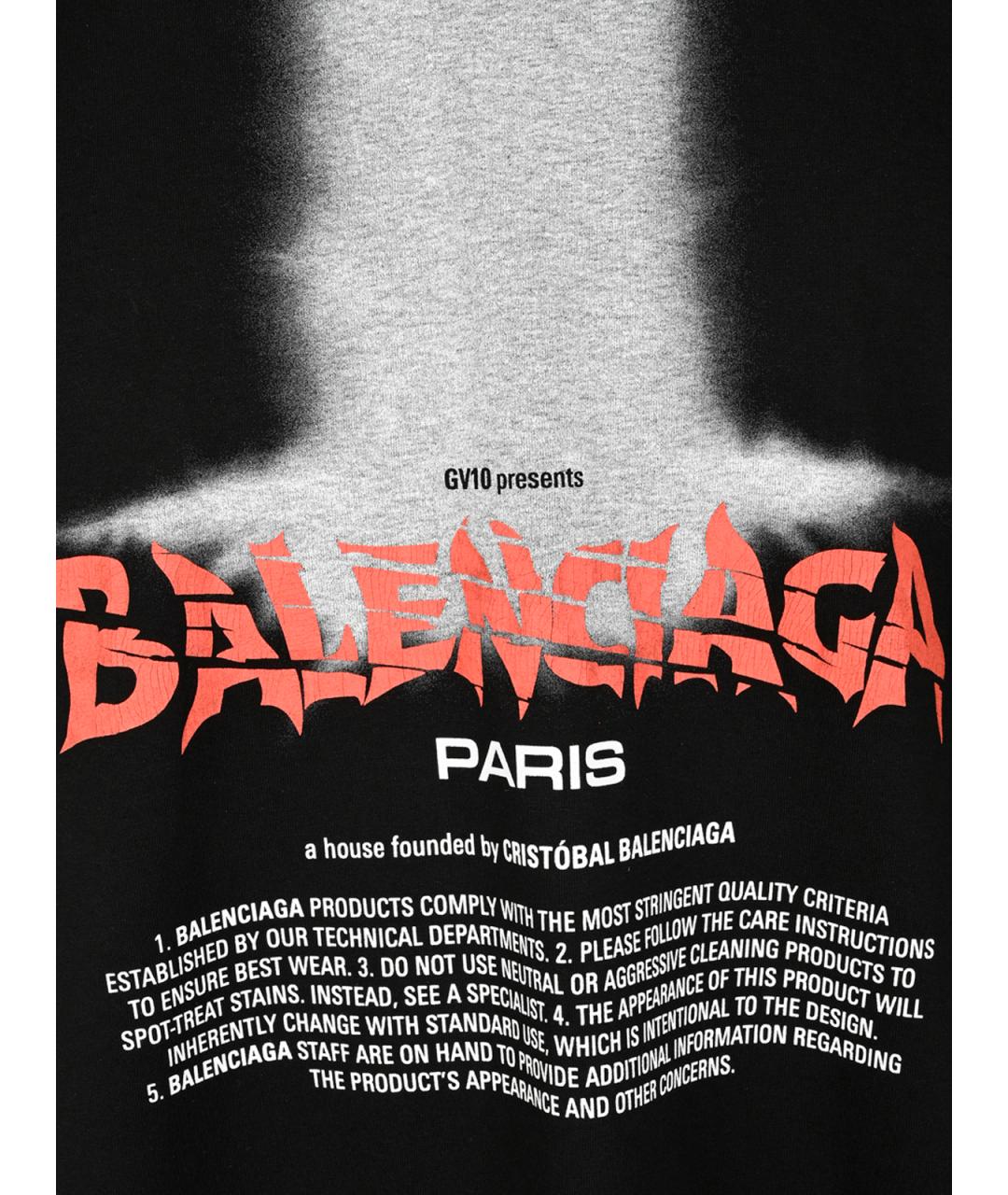 BALENCIAGA Черная хлопковая футболка, фото 3