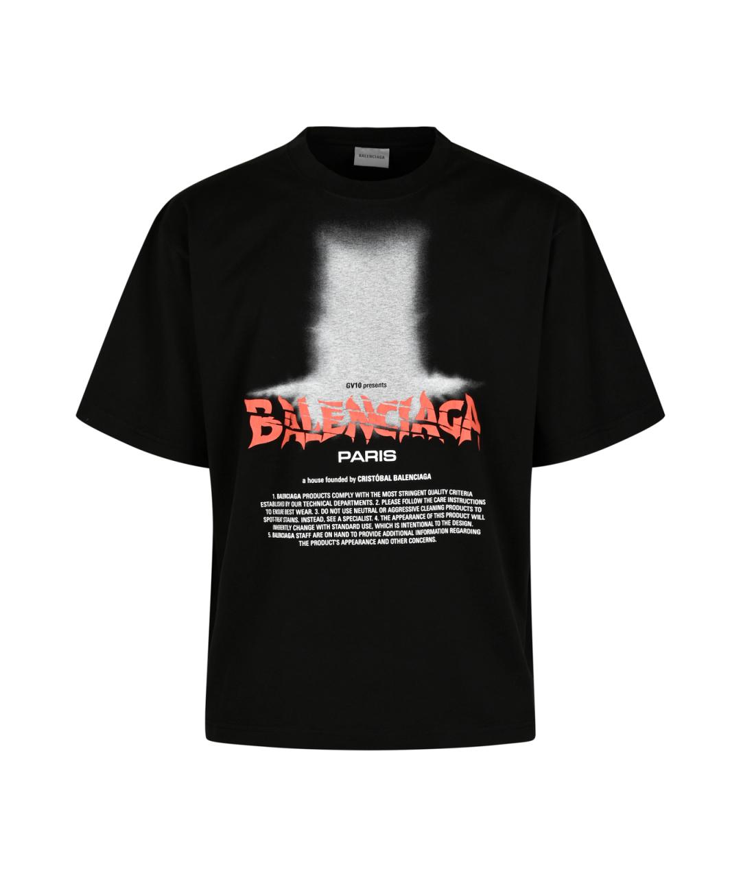 BALENCIAGA Черная хлопковая футболка, фото 1