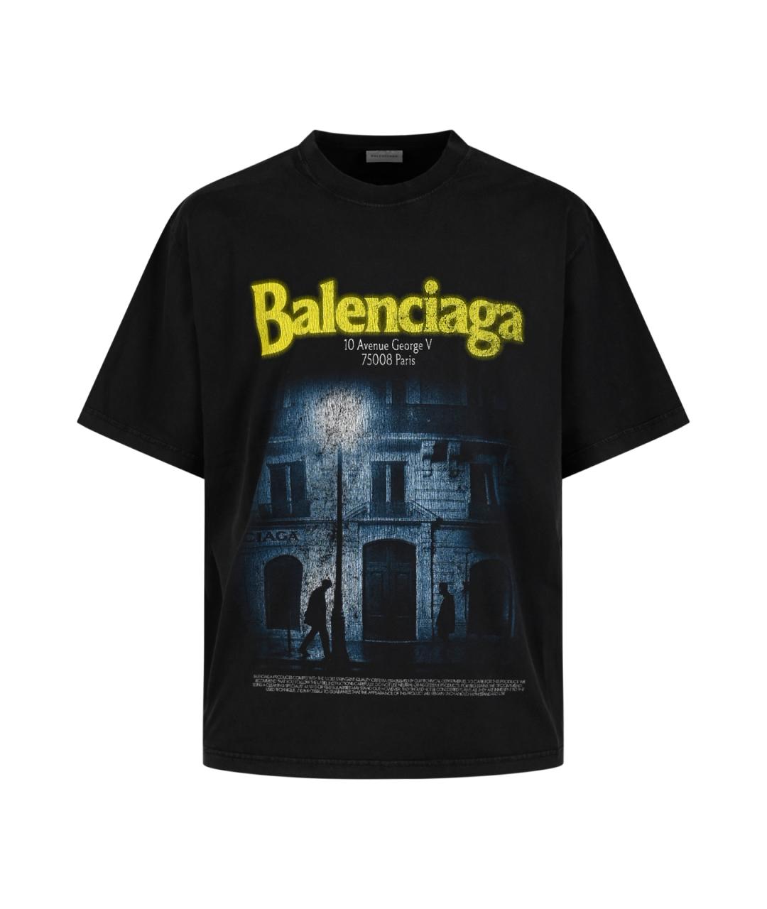 BALENCIAGA Черная хлопковая футболка, фото 1