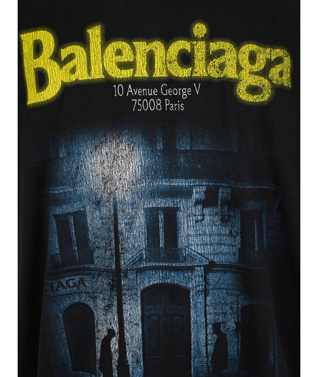 BALENCIAGA Черная хлопковая футболка, фото 5