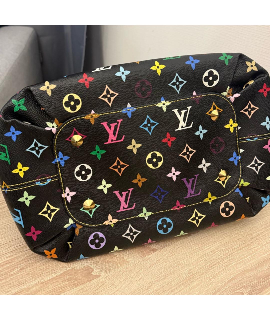 LOUIS VUITTON Черная кожаная сумка тоут, фото 7