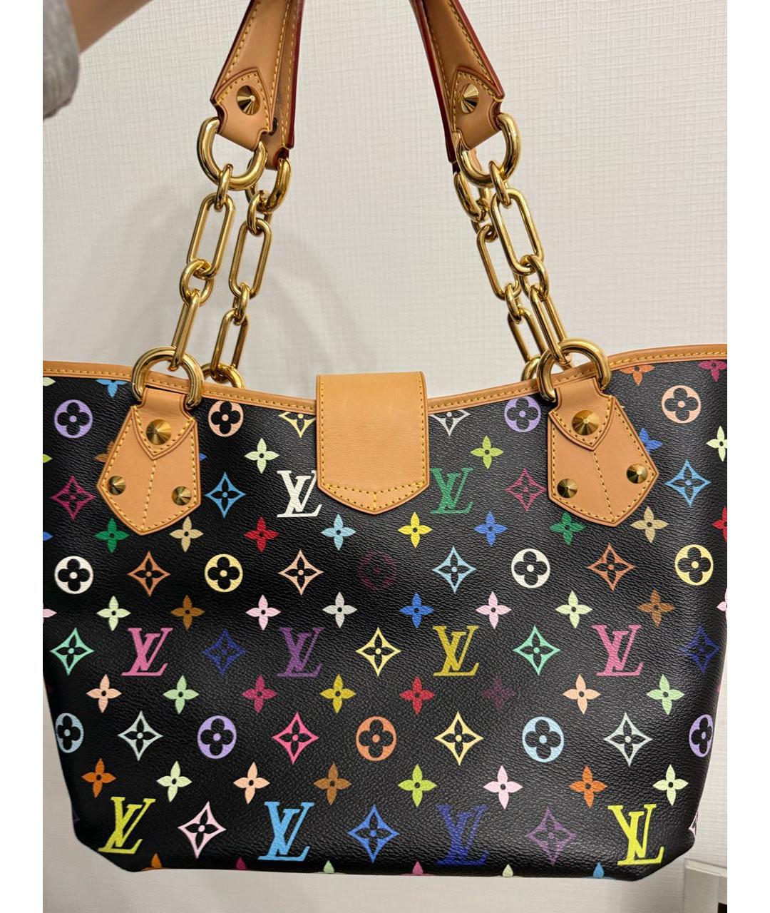 LOUIS VUITTON Черная кожаная сумка тоут, фото 5