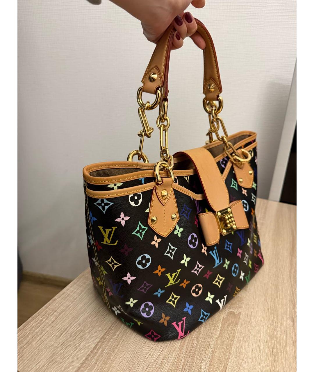 LOUIS VUITTON Черная кожаная сумка тоут, фото 2