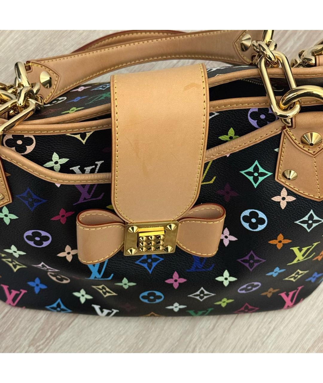 LOUIS VUITTON Черная кожаная сумка тоут, фото 8