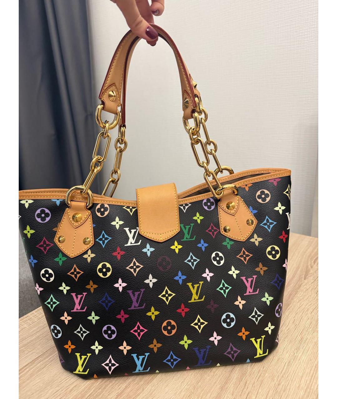 LOUIS VUITTON Черная кожаная сумка тоут, фото 3