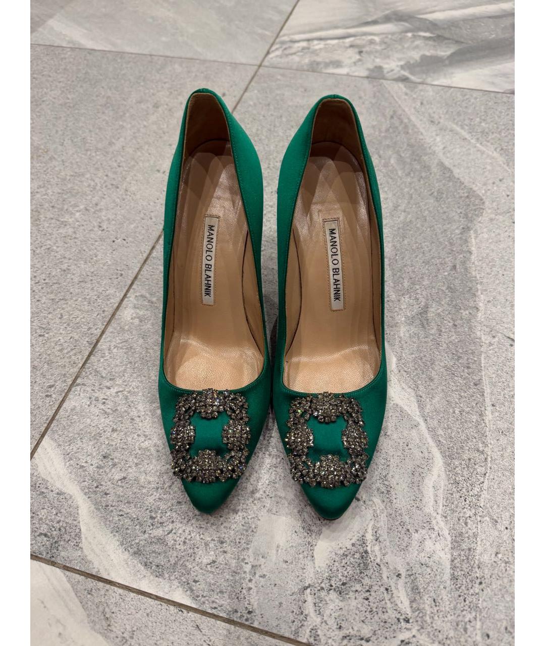 MANOLO BLAHNIK Бирюзовые текстильные туфли, фото 2