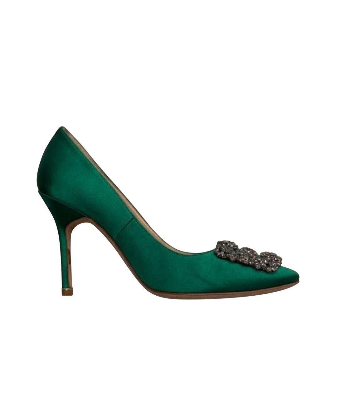 MANOLO BLAHNIK Бирюзовые текстильные туфли, фото 1