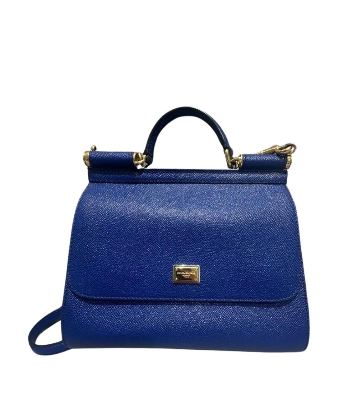 DOLCE&GABBANA Синяя кожаная сумка с короткими ручками, фото 1