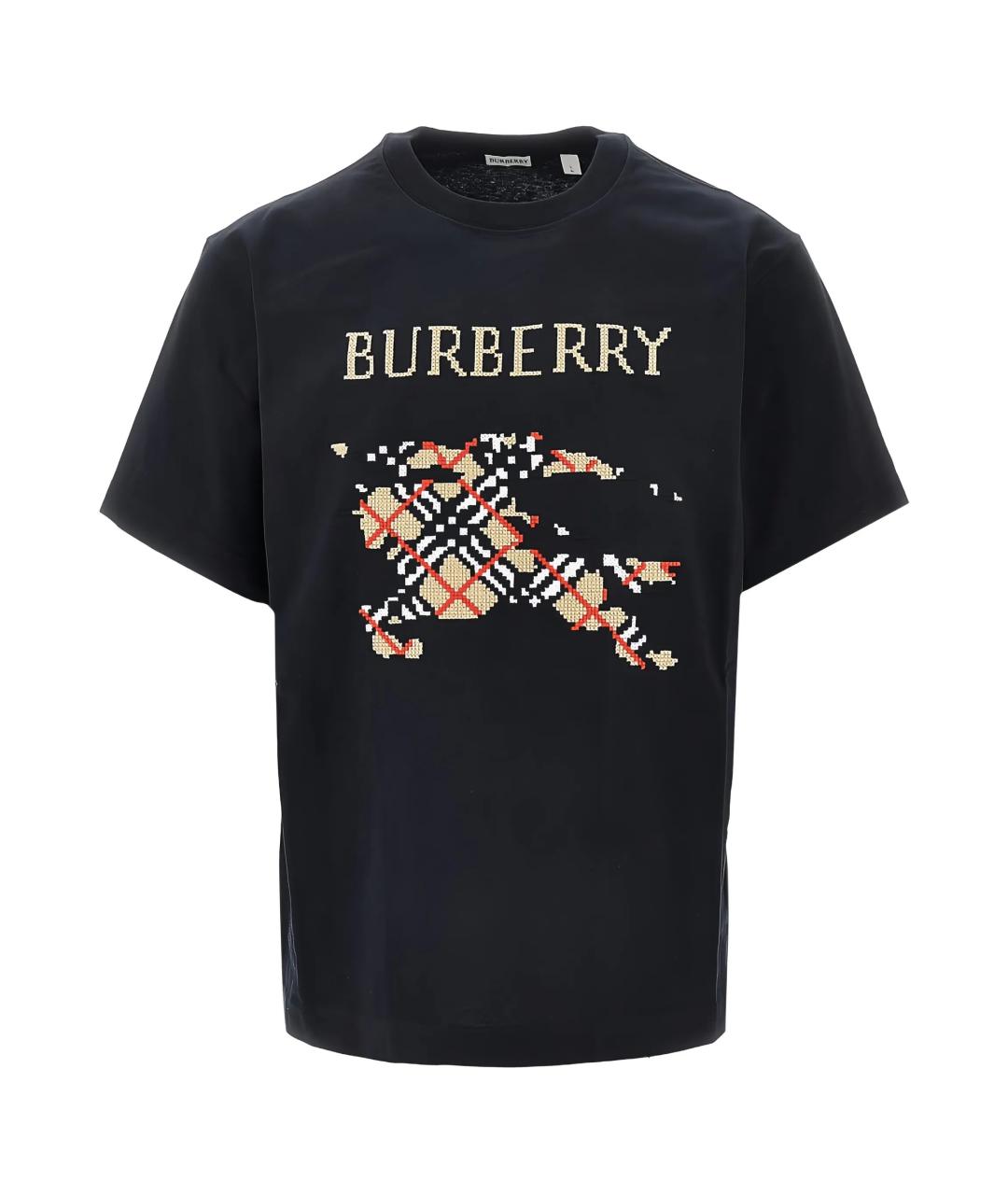 BURBERRY Черная хлопковая футболка, фото 1