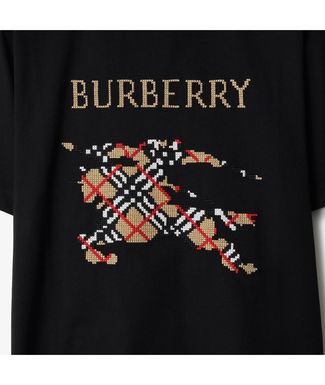 BURBERRY Черная хлопковая футболка, фото 5