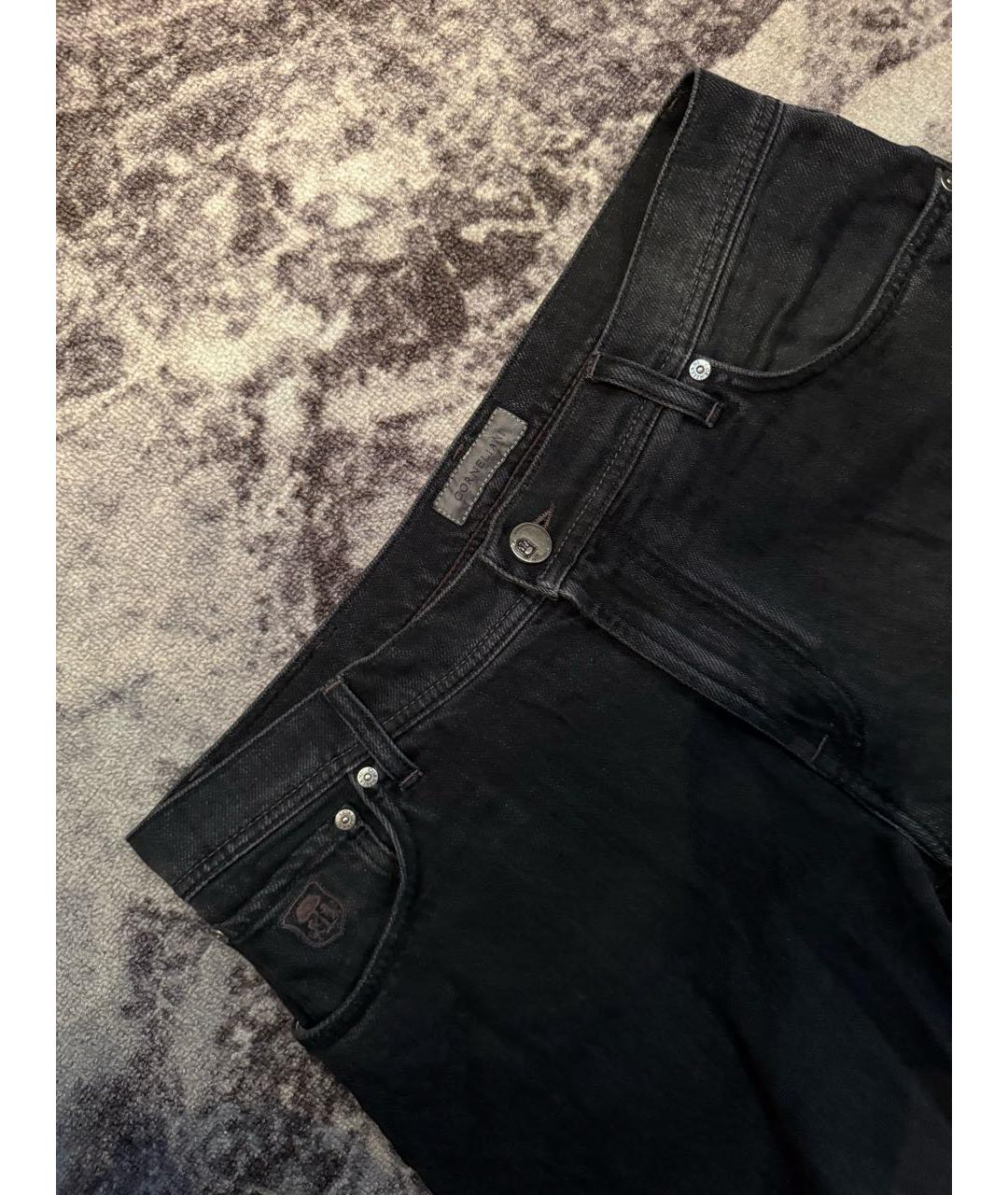 CORNELIANI Антрацитовые хлопковые прямые джинсы, фото 2
