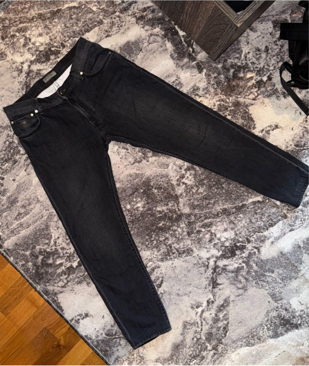 CORNELIANI Антрацитовые хлопковые прямые джинсы, фото 5