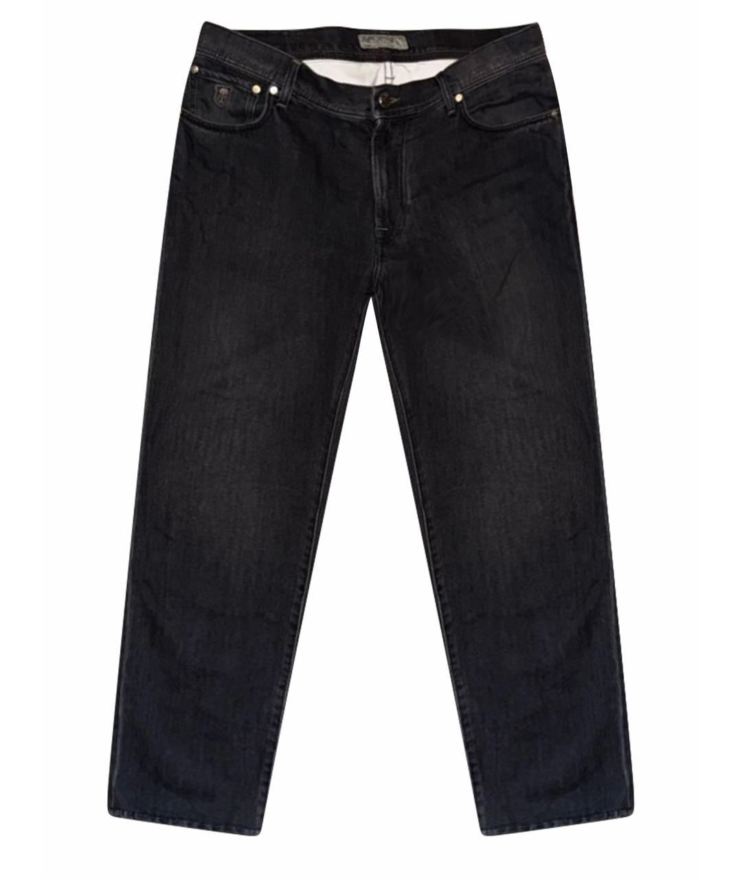 CORNELIANI Антрацитовые хлопковые прямые джинсы, фото 1