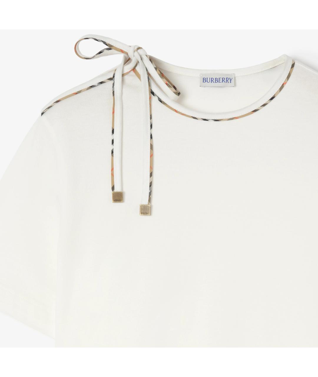 BURBERRY Белая хлопковая футболка, фото 5