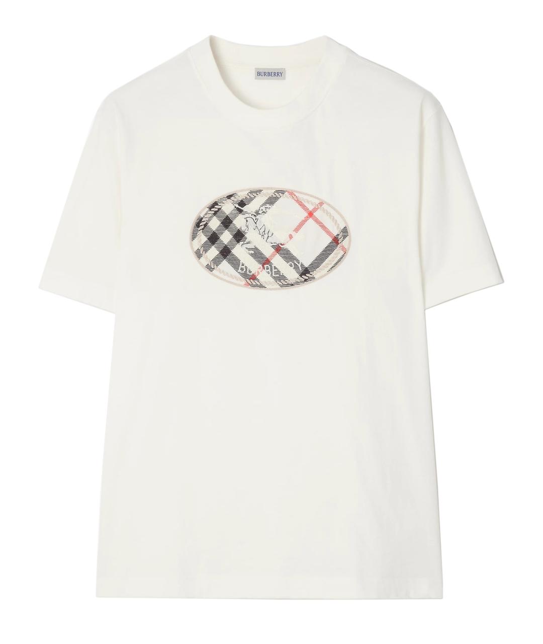 BURBERRY Белая хлопковая футболка, фото 1