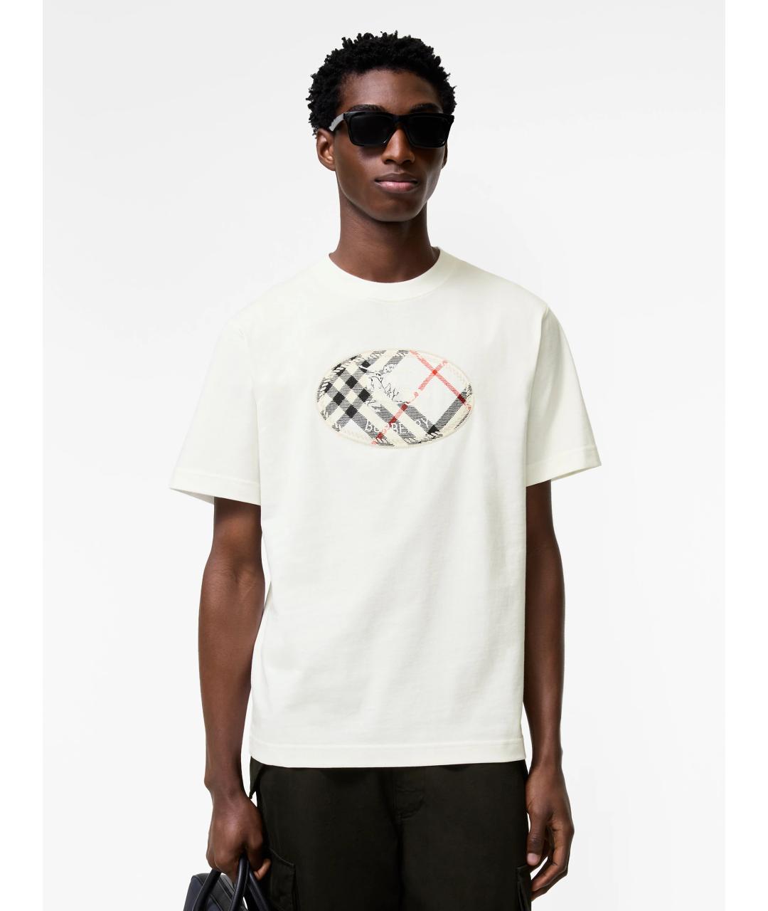 BURBERRY Белая хлопковая футболка, фото 2