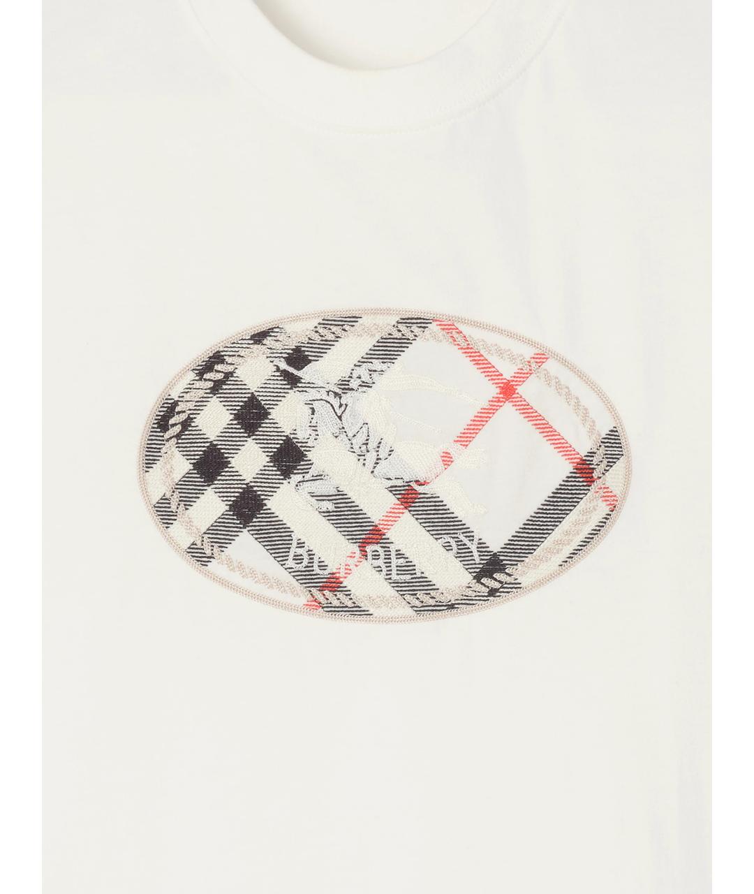 BURBERRY Белая хлопковая футболка, фото 4
