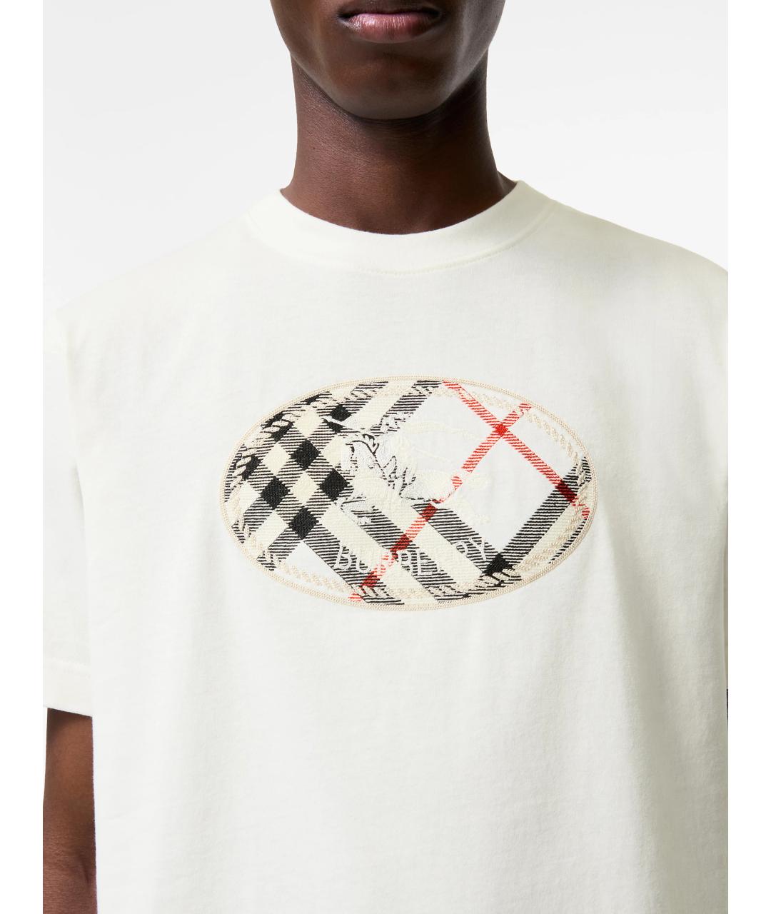 BURBERRY Белая хлопковая футболка, фото 3