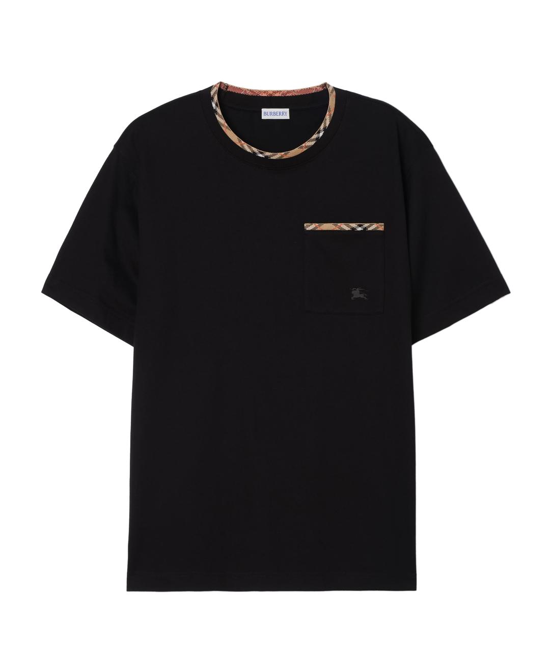 BURBERRY Черная хлопковая футболка, фото 1