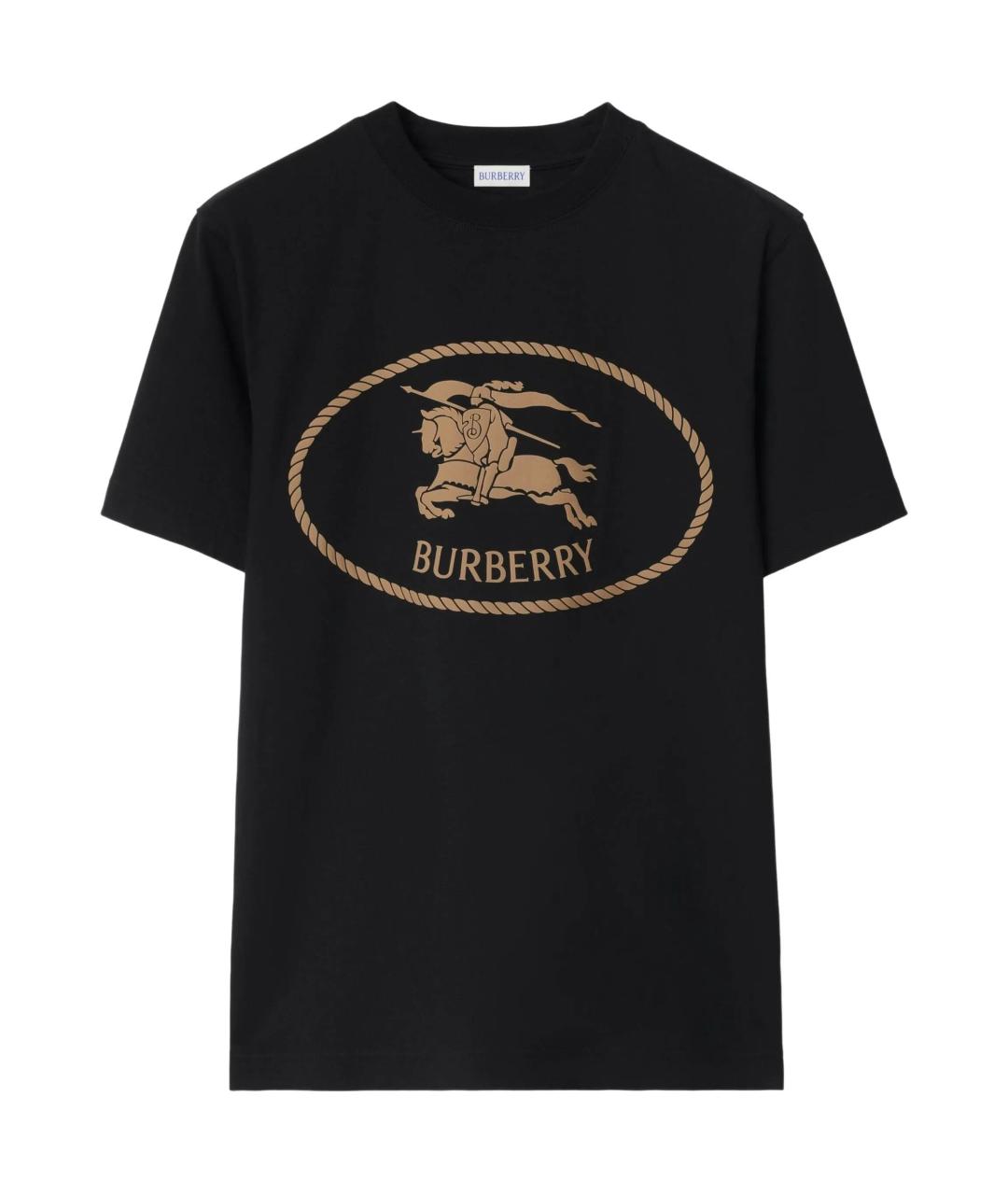 BURBERRY Черная хлопковая футболка, фото 1