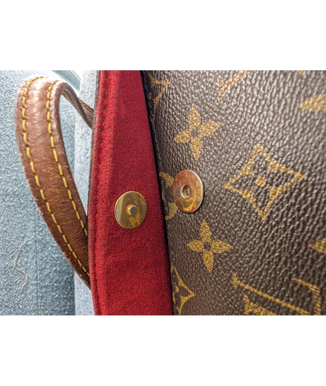 LOUIS VUITTON Коричневая кожаная сумка с короткими ручками, фото 7
