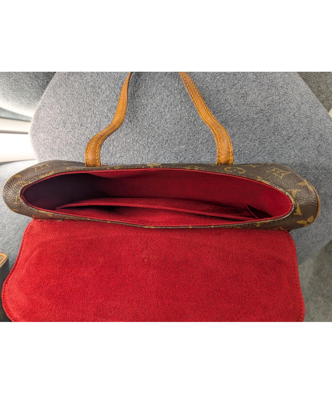 LOUIS VUITTON Коричневая кожаная сумка с короткими ручками, фото 6